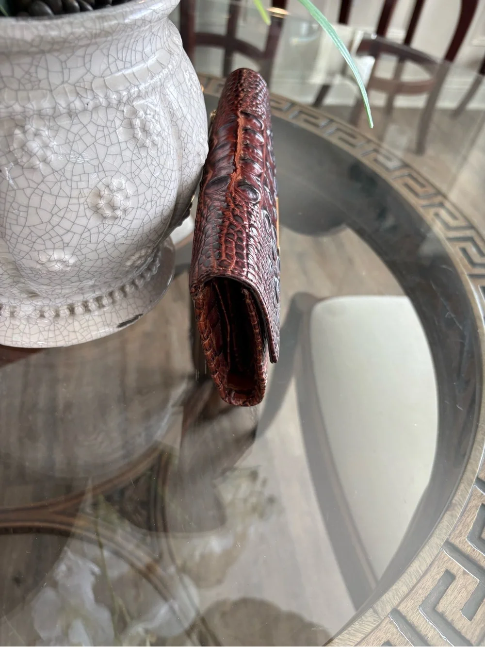 🤎🤎BRAHMIN MODERN PECAN BROWN CROC EMBOSSED LEATHER TRIFOLD WALLET!🤎🤎
